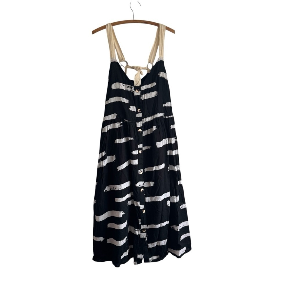 ASOS DESIGN button up midi sundress in abstract print with grosgrain straps